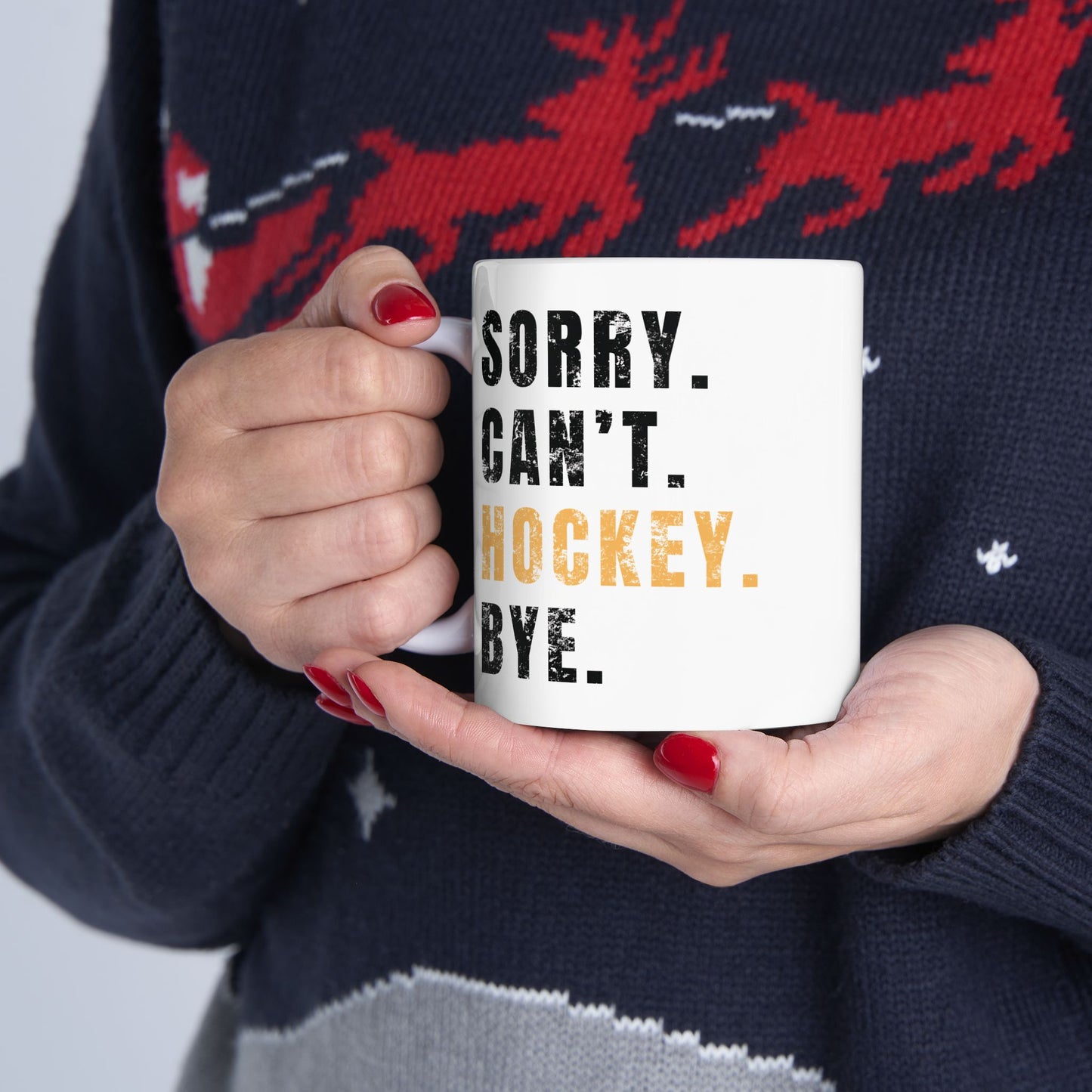 Hockey Ceramic Mug, 11oz & 15oz - Sorry cant Hockey, Gift for Sports Fan, Unique Coffee Cup, Personalized Drinkware, Hockey Lover's Mug
