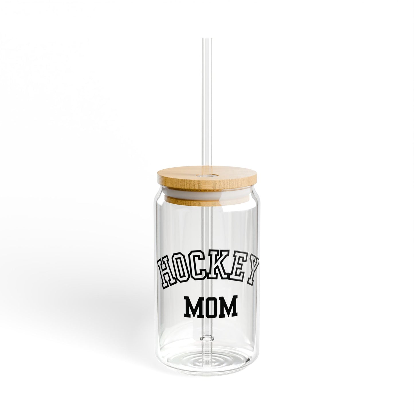 Hockey MOM Sipper Glass, Funny Sports Gift, 16oz Drinkware, Clear Water Bottle, Unique Sports Fan Accessory, Ice Hockey Enthusiast