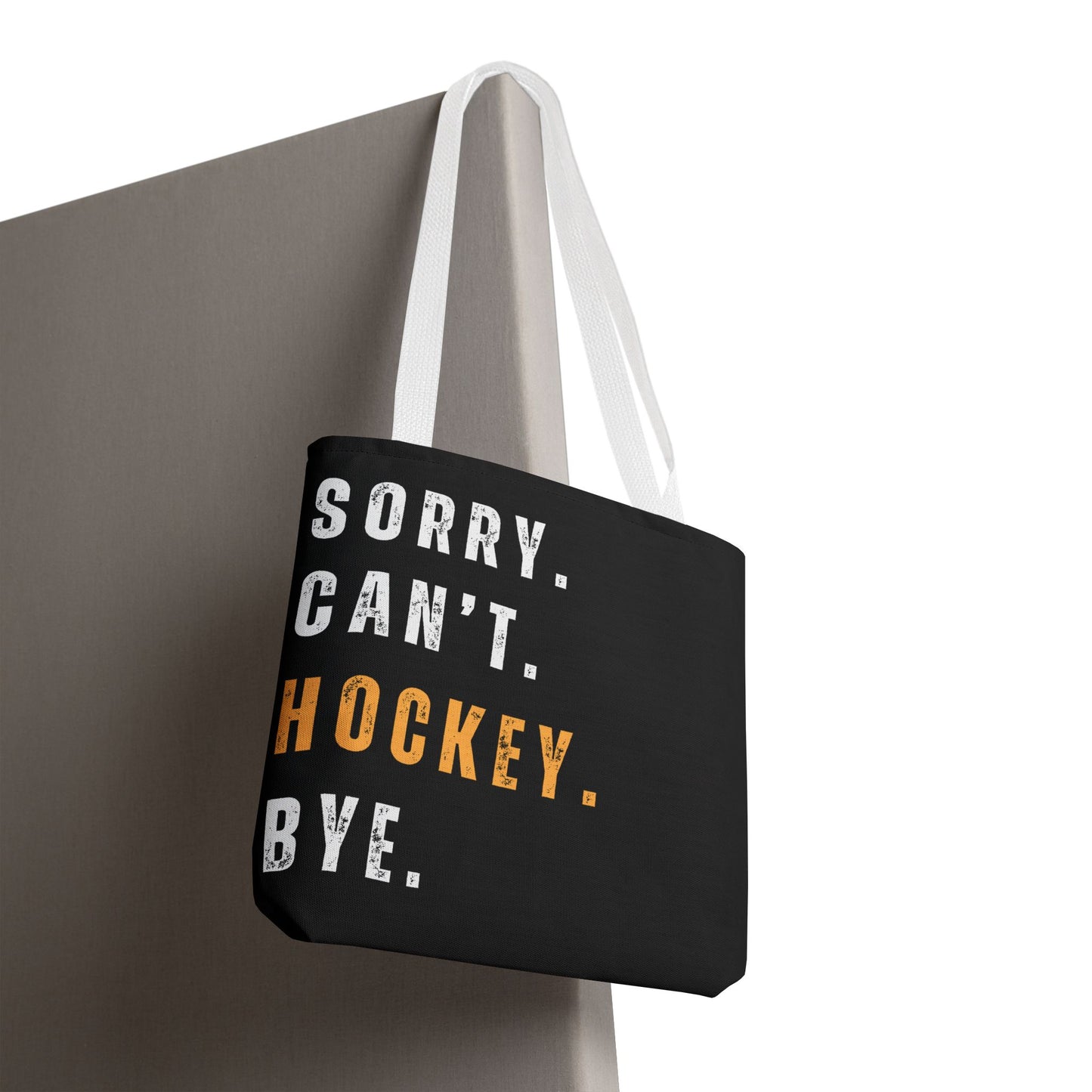Hockey Tote Bag | Funny Hockey Fan Gift | Sports Tote | “Sorry Can’t, Hockey Bye”