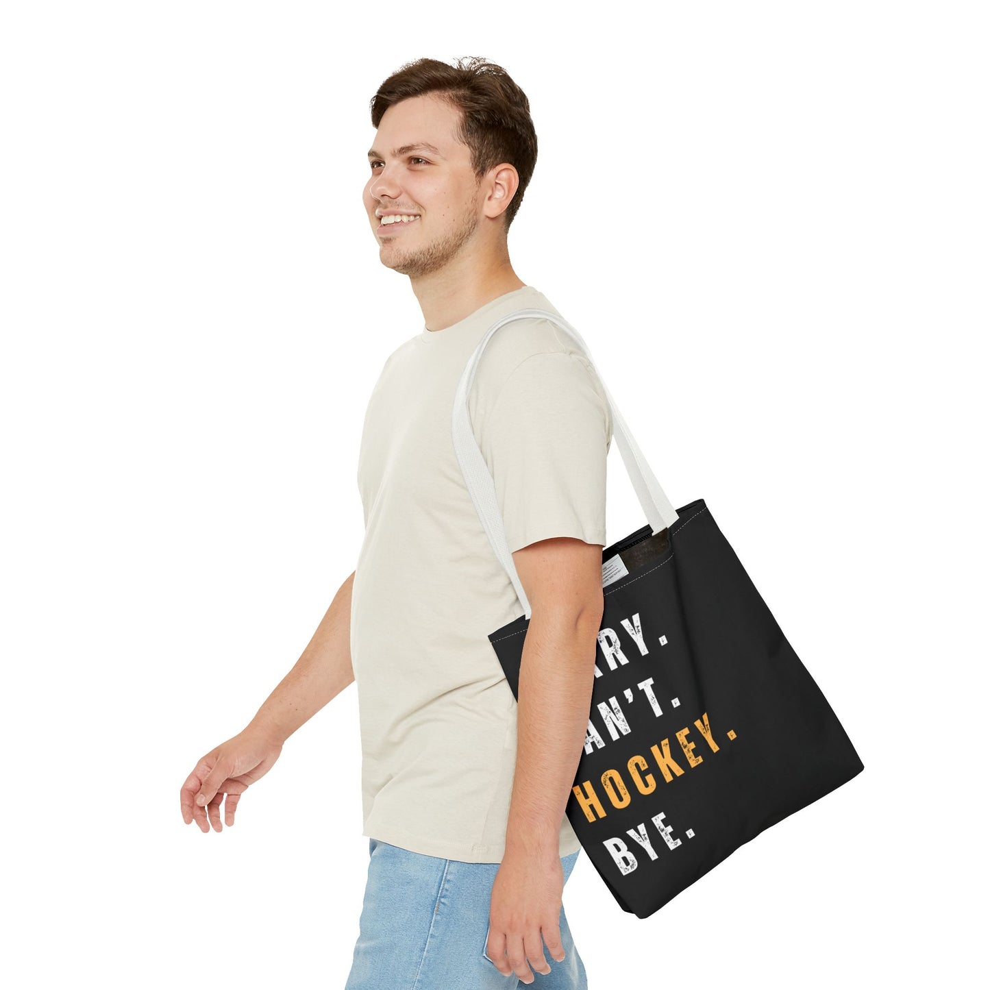 Hockey Tote Bag | Funny Hockey Fan Gift | Sports Tote | “Sorry Can’t, Hockey Bye”