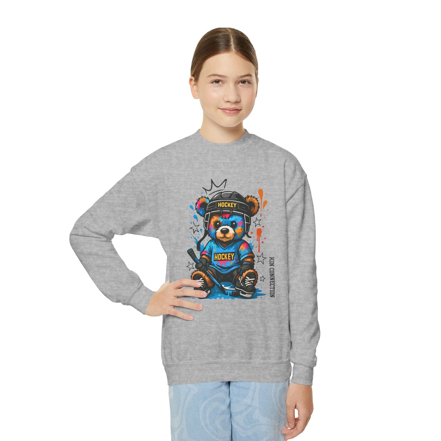 Hockey Bear – Kin Connection Sweatshirt | Youth Sportswear | unisex Hockey Gift