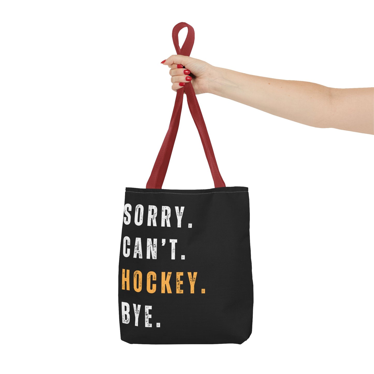 Hockey Tote Bag | Funny Hockey Fan Gift | Sports Tote | “Sorry Can’t, Hockey Bye”