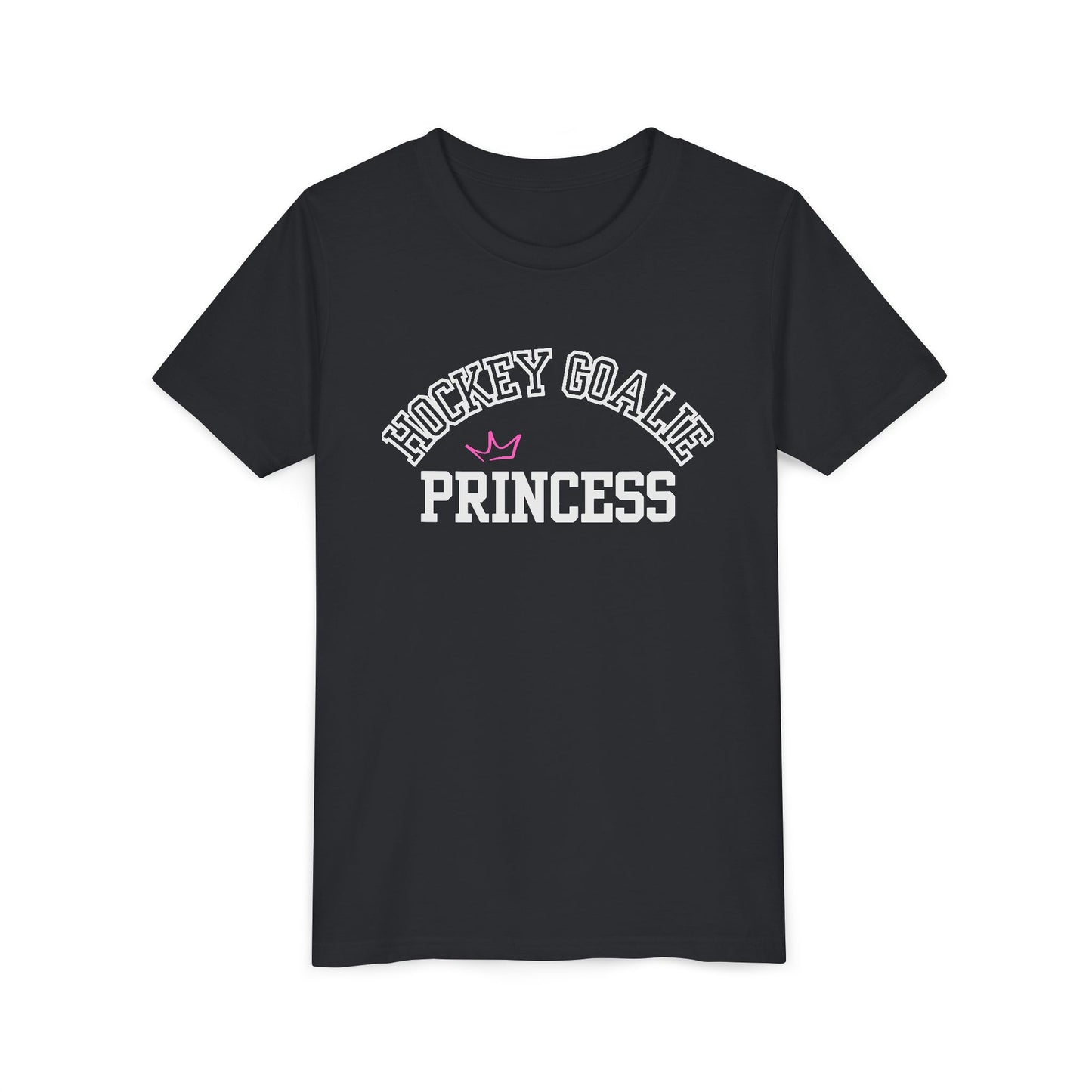 Hockey Goalie Princess Tee | Youth Short Sleeve T-Shirt, Girls Hockey Shirt, Sports Gift, Birthday Present, Fun Casual Wear