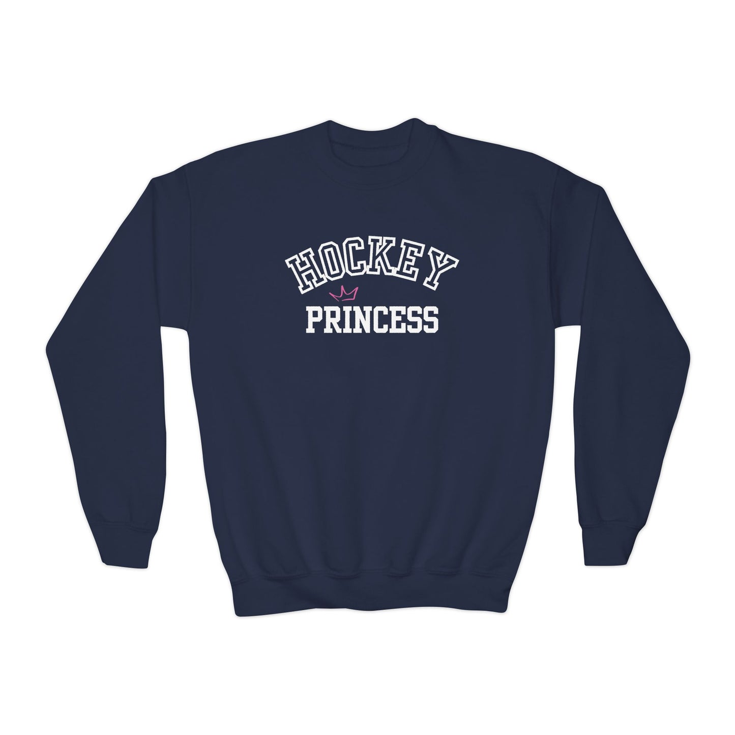Youth Hockey Princess Crown Sweatshirt | Cute Girls’ Crewneck | Sportswear & Fan Gift
