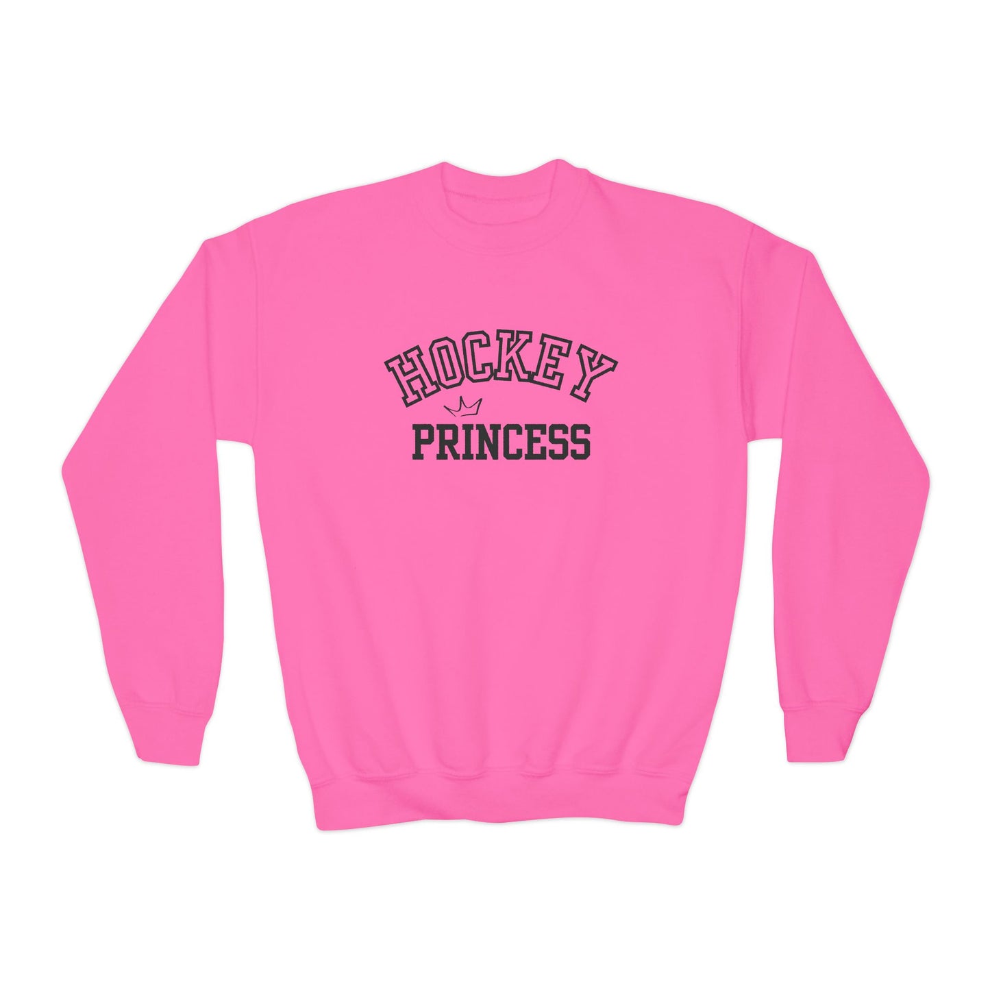 Youth Hockey Princess Crown Sweatshirt | Cute Girls’ Crewneck | Sportswear & Fan Gift