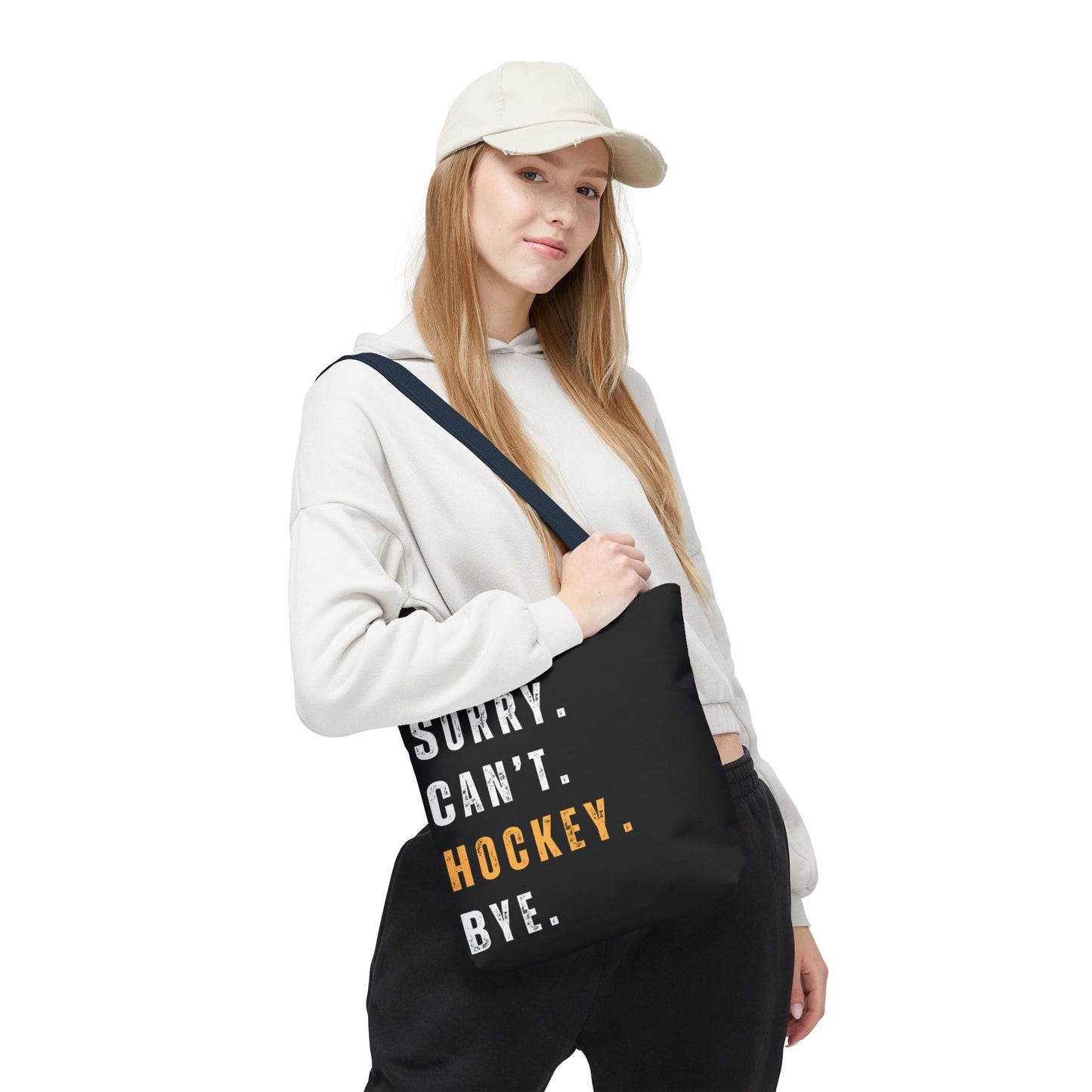 Hockey Tote Bag | Funny Hockey Fan Gift | Sports Tote | “Sorry Can’t, Hockey Bye”
