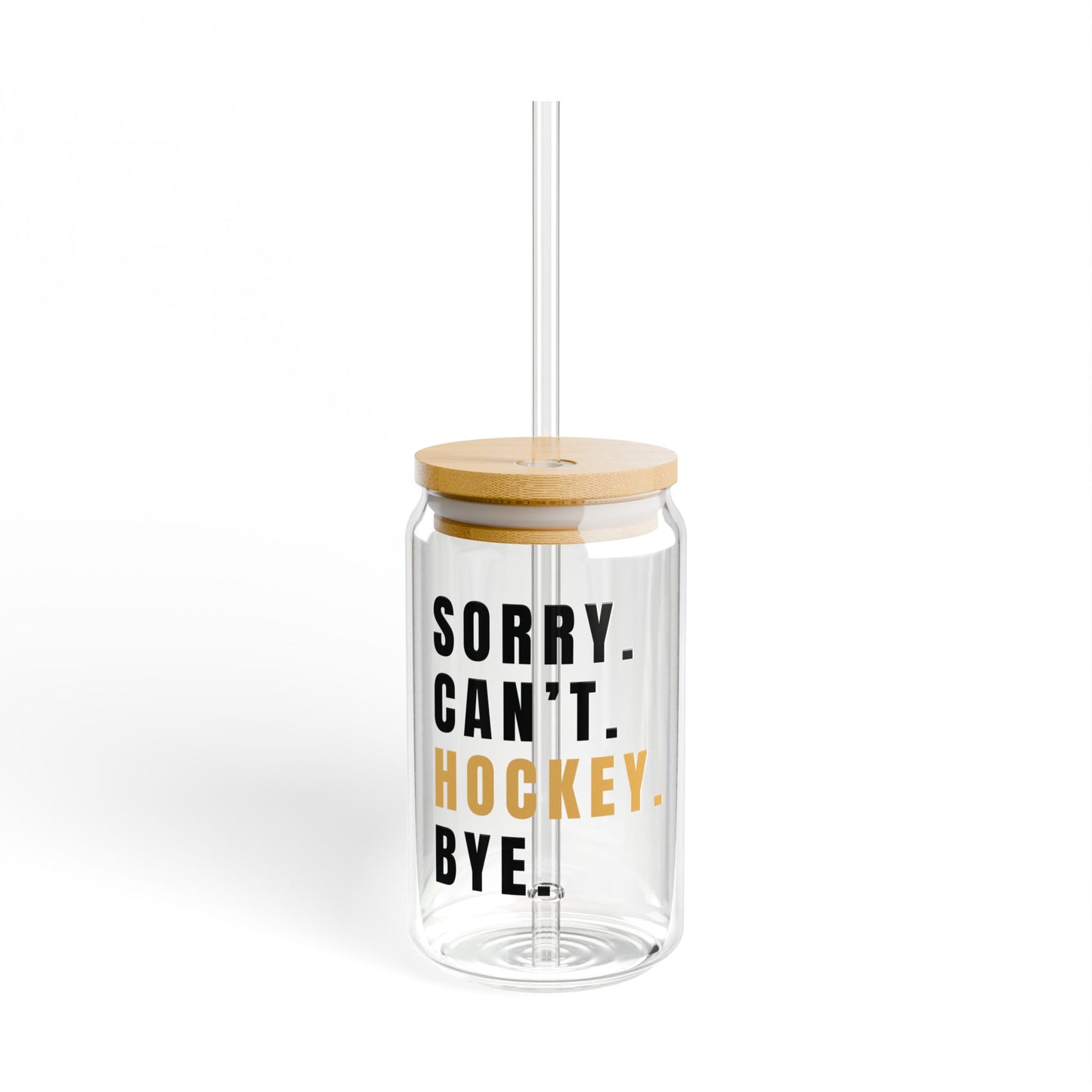 Hockey Themed Sipper Glass, Funny Sports Gift, 16oz Drinkware, Clear Water Bottle, Unique Sports Fan Accessory, Ice Hockey Enthusiast