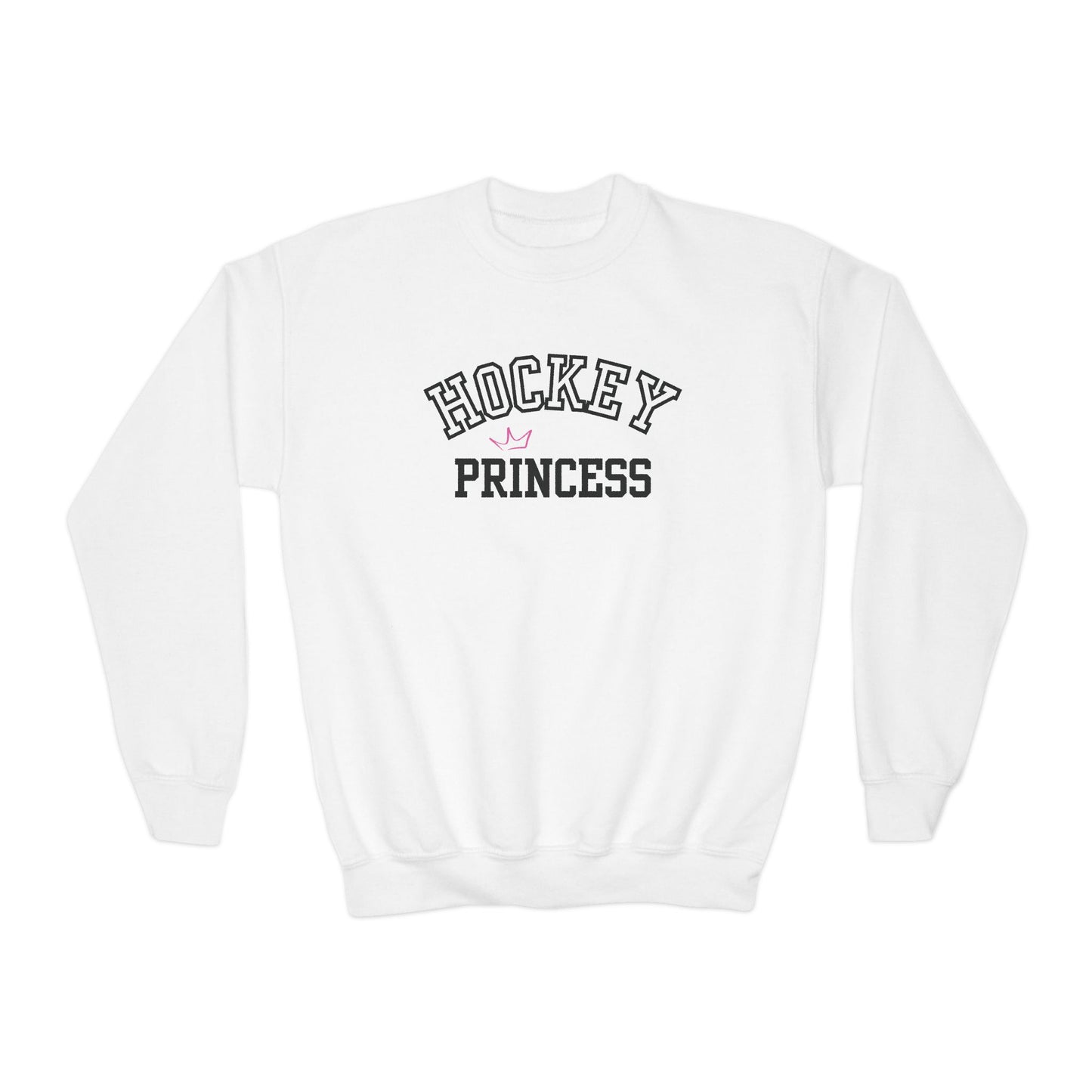 Youth Hockey Princess Crown Sweatshirt | Cute Girls’ Crewneck | Sportswear & Fan Gift