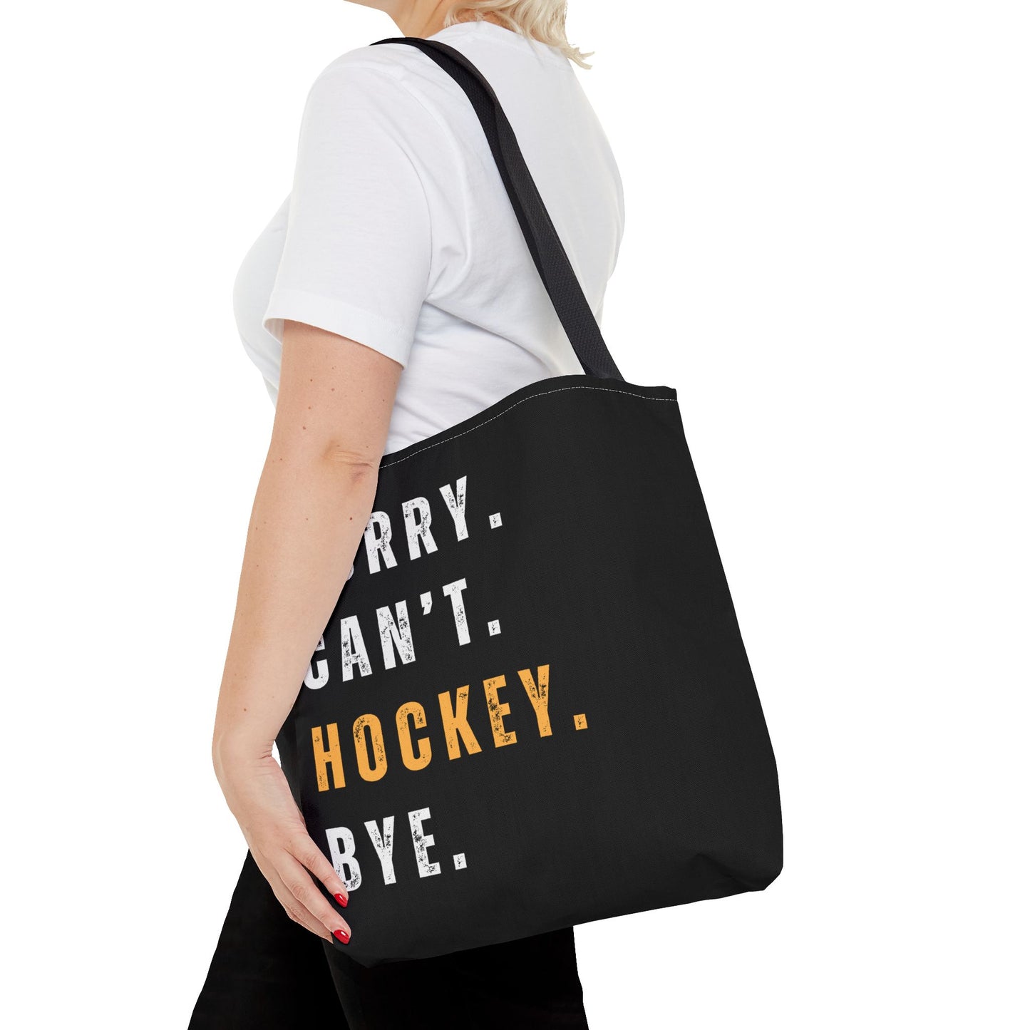 Hockey Tote Bag | Funny Hockey Fan Gift | Sports Tote | “Sorry Can’t, Hockey Bye”