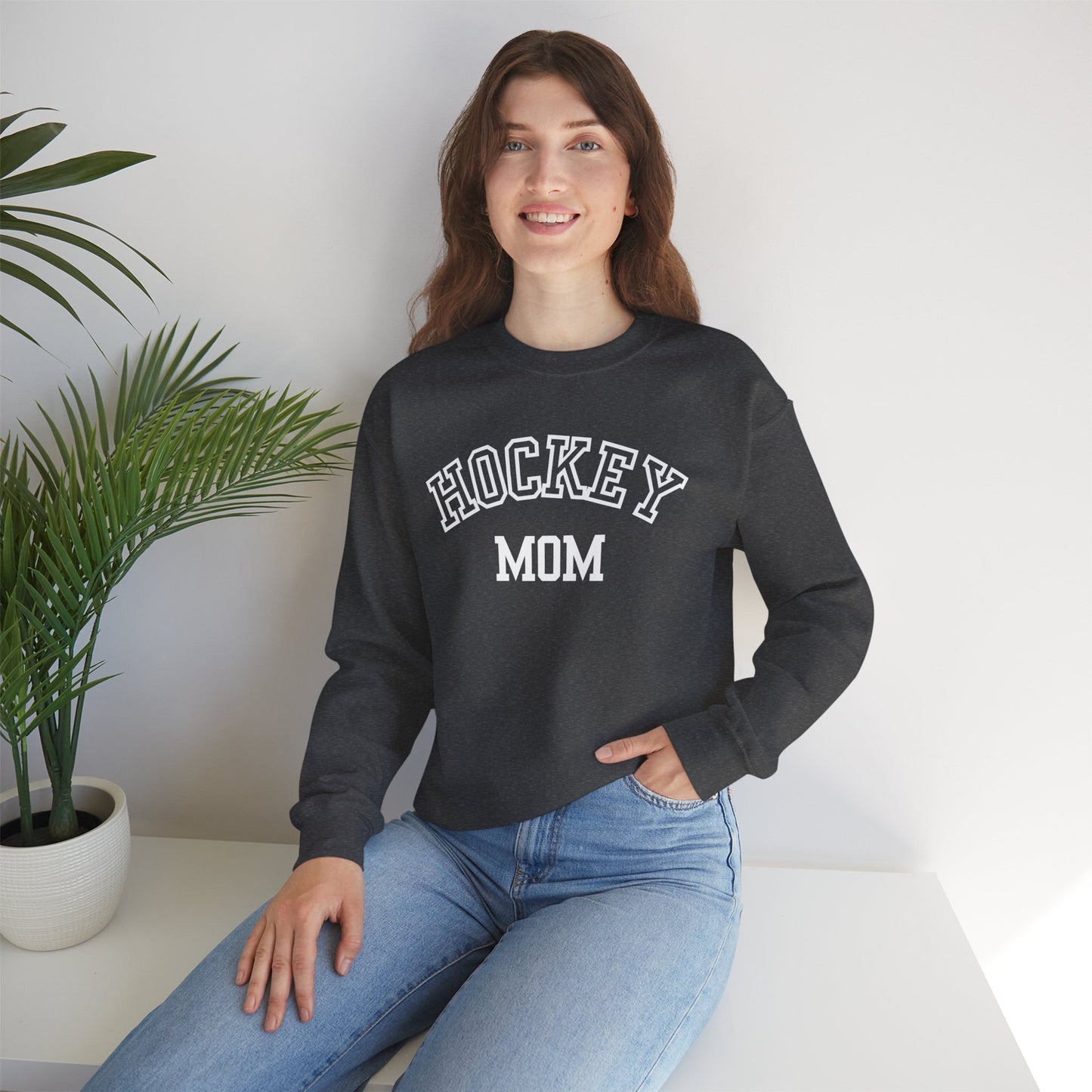 Hockey Mom Crewneck Sweatshirt, Cozy Gift for Hockey Moms, Winter Layering, Sports Fan Apparel, Casual Outfit