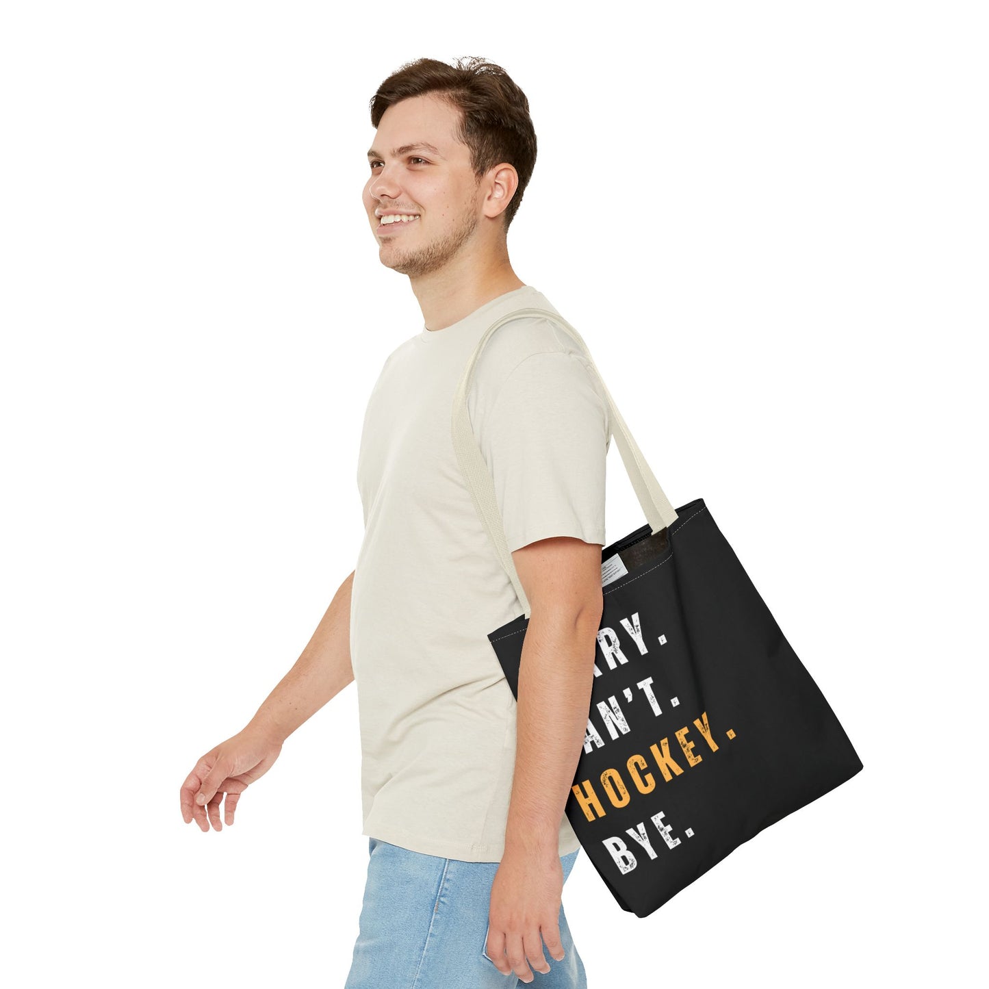 Hockey Tote Bag | Funny Hockey Fan Gift | Sports Tote | “Sorry Can’t, Hockey Bye”