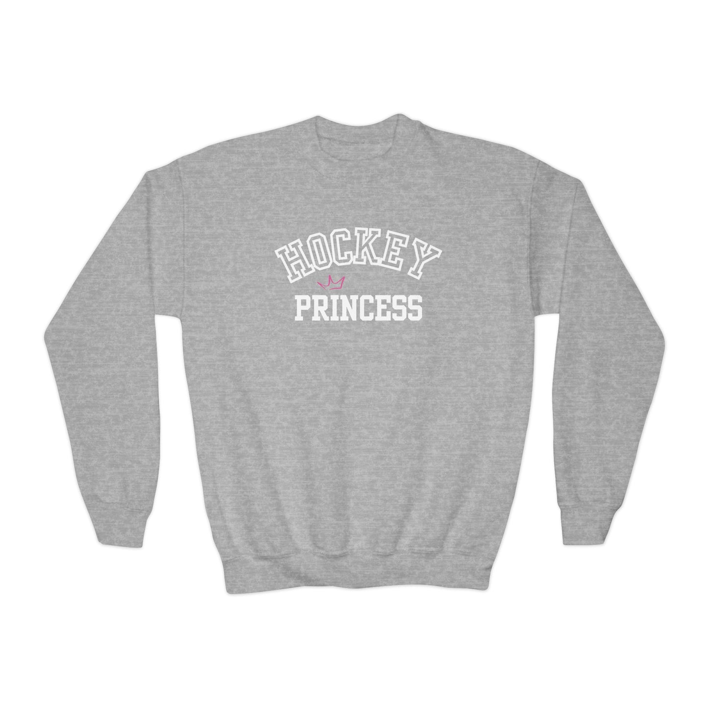 Youth Hockey Princess Crown Sweatshirt | Cute Girls’ Crewneck | Sportswear & Fan Gift