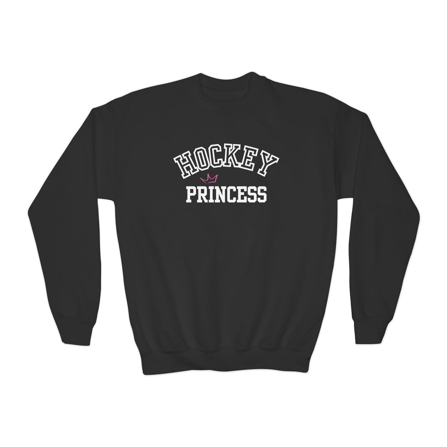 Youth Hockey Princess Crown Sweatshirt | Cute Girls’ Crewneck | Sportswear & Fan Gift