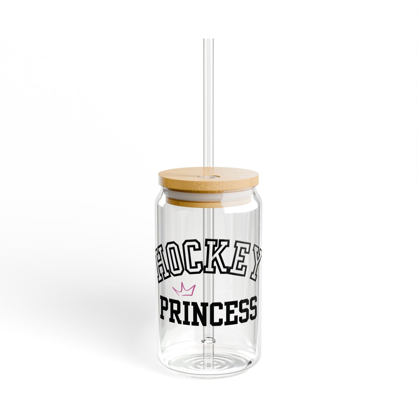 Hockey Princess Sipper Glass | 16oz Drinkware | Funny Sports Gift for Hockey Fans