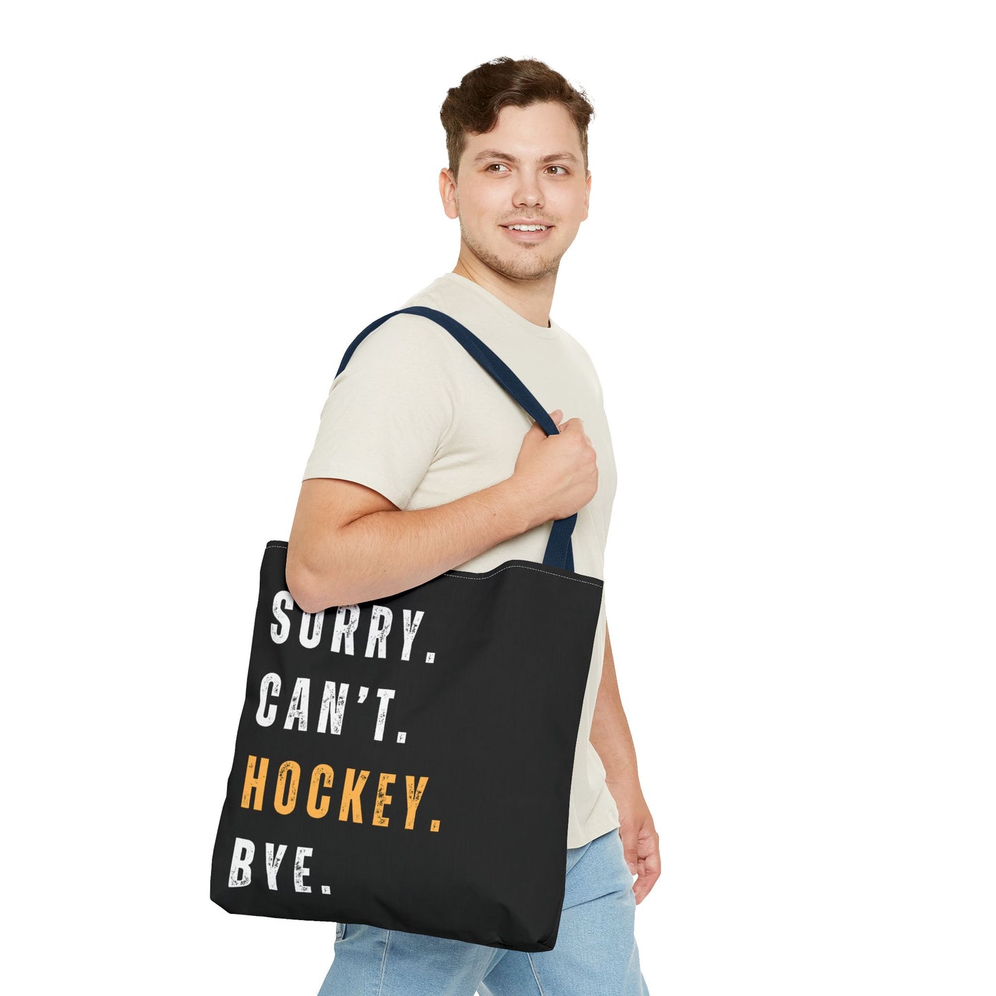 Hockey Tote Bag | Funny Hockey Fan Gift | Sports Tote | “Sorry Can’t, Hockey Bye”