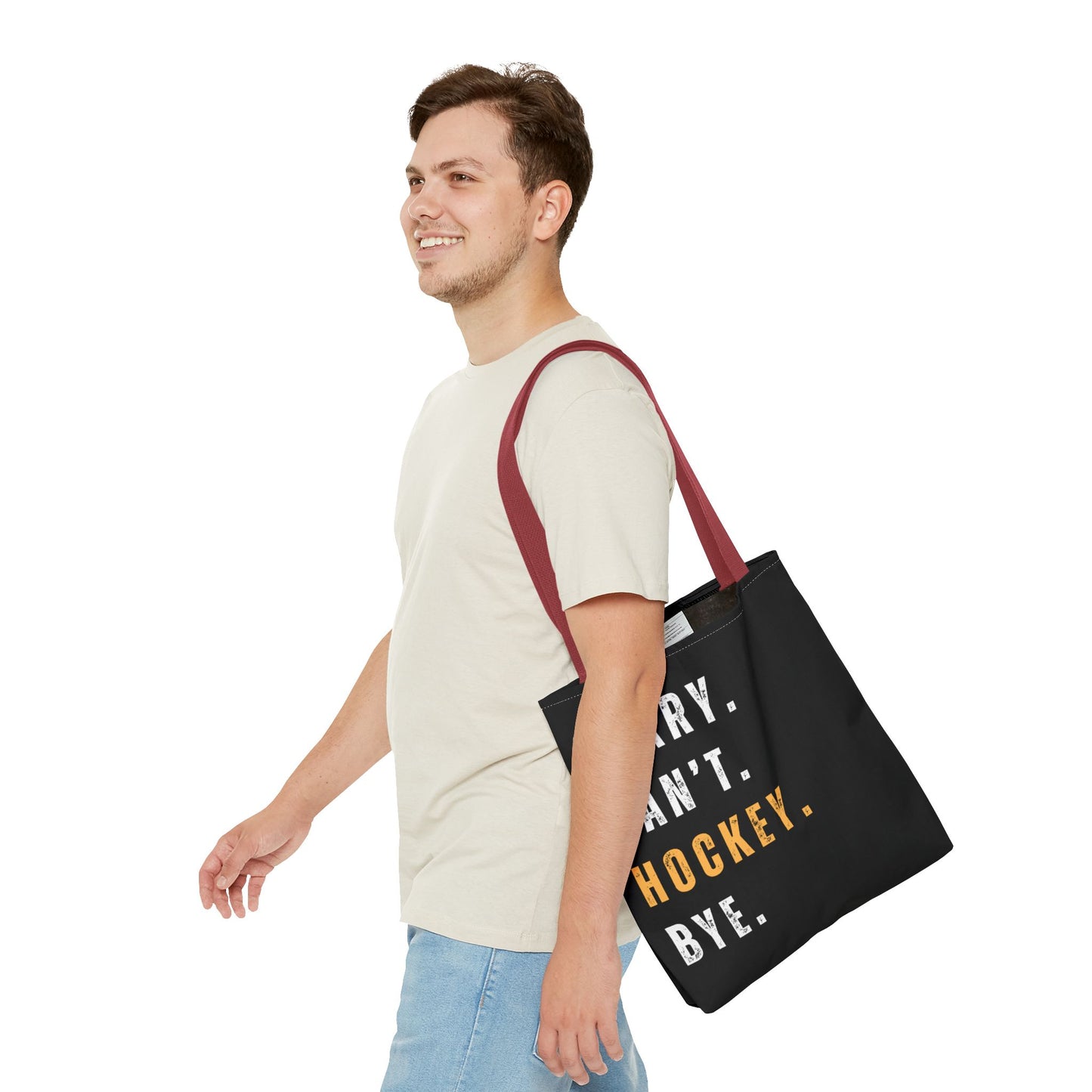 Hockey Tote Bag | Funny Hockey Fan Gift | Sports Tote | “Sorry Can’t, Hockey Bye”