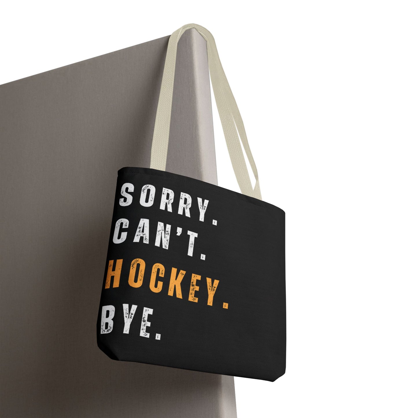 Hockey Tote Bag | Funny Hockey Fan Gift | Sports Tote | “Sorry Can’t, Hockey Bye”