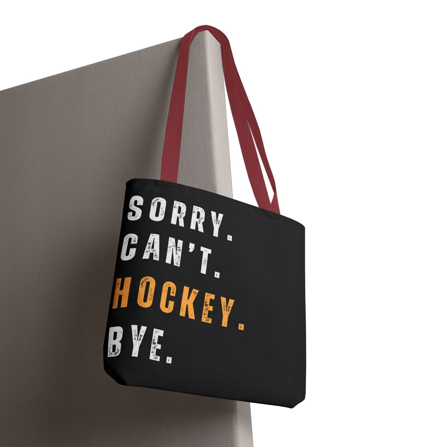 Hockey Tote Bag | Funny Hockey Fan Gift | Sports Tote | “Sorry Can’t, Hockey Bye”