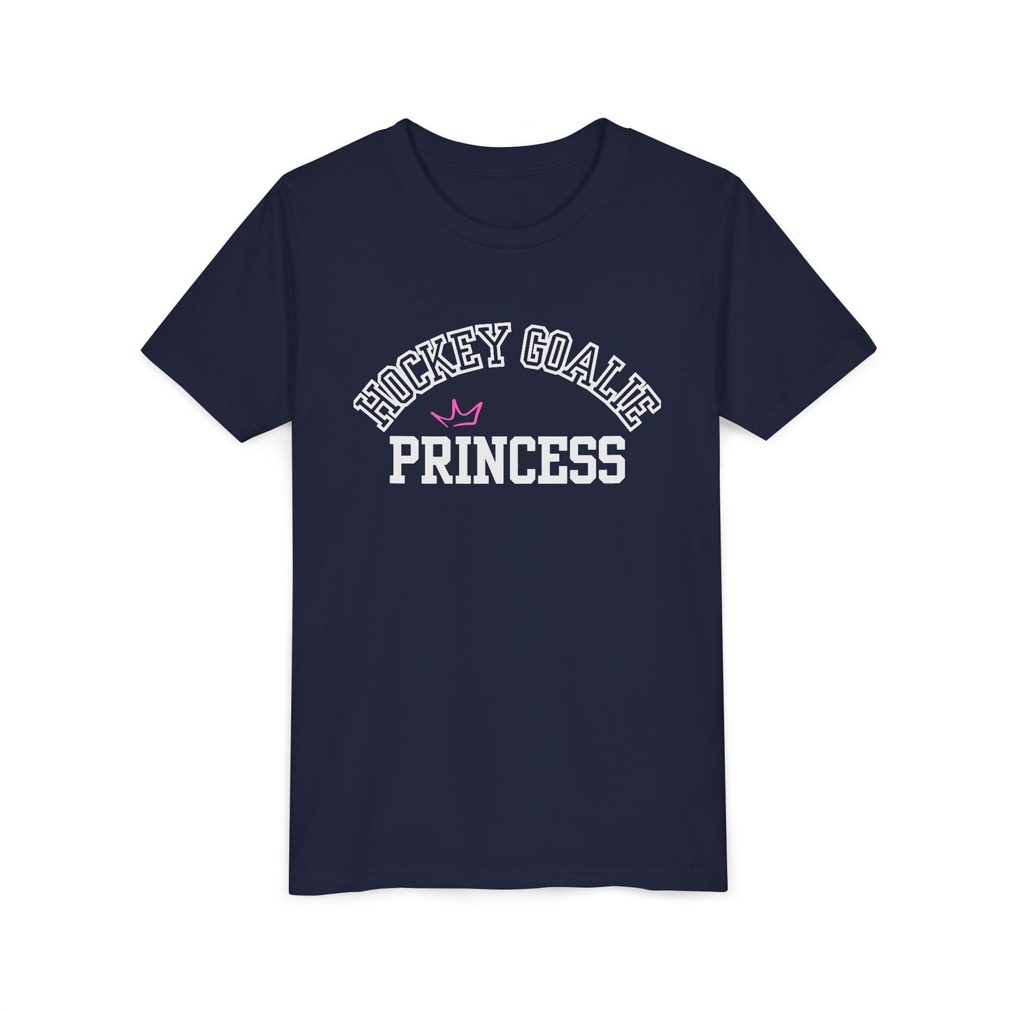 Hockey Goalie Princess Tee | Youth Short Sleeve T-Shirt, Girls Hockey Shirt, Sports Gift, Birthday Present, Fun Casual Wear