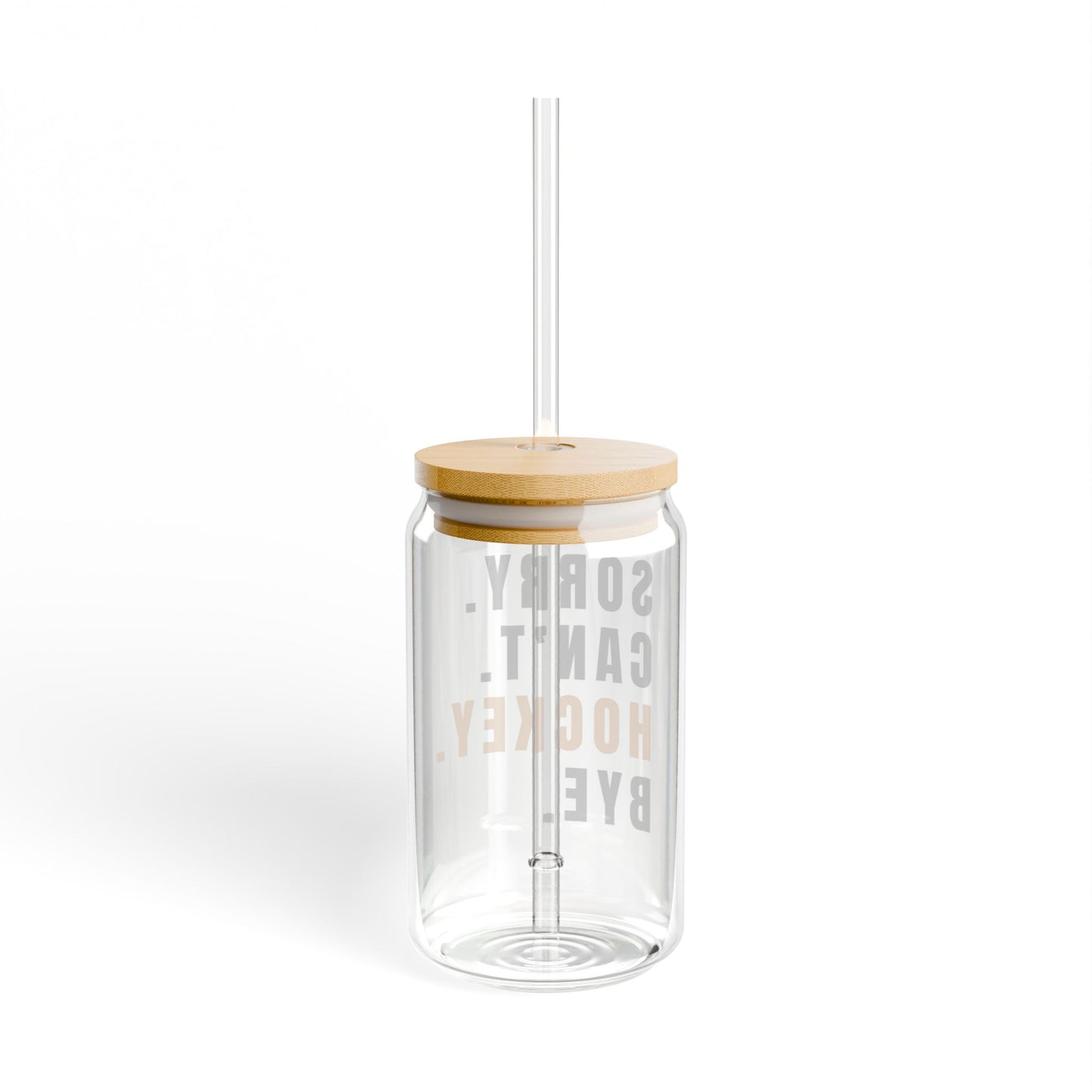Hockey Themed Sipper Glass, Funny Sports Gift, 16oz Drinkware, Clear Water Bottle, Unique Sports Fan Accessory, Ice Hockey Enthusiast