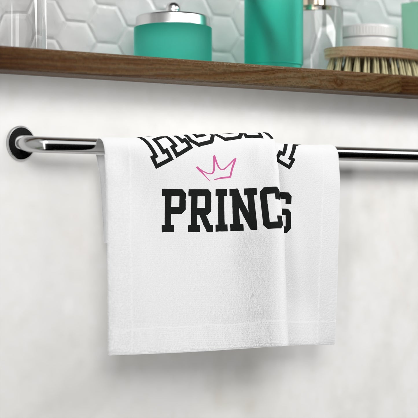 Hockey Princess Face or skate Towel —  Pink Crown Sports Hand Towel