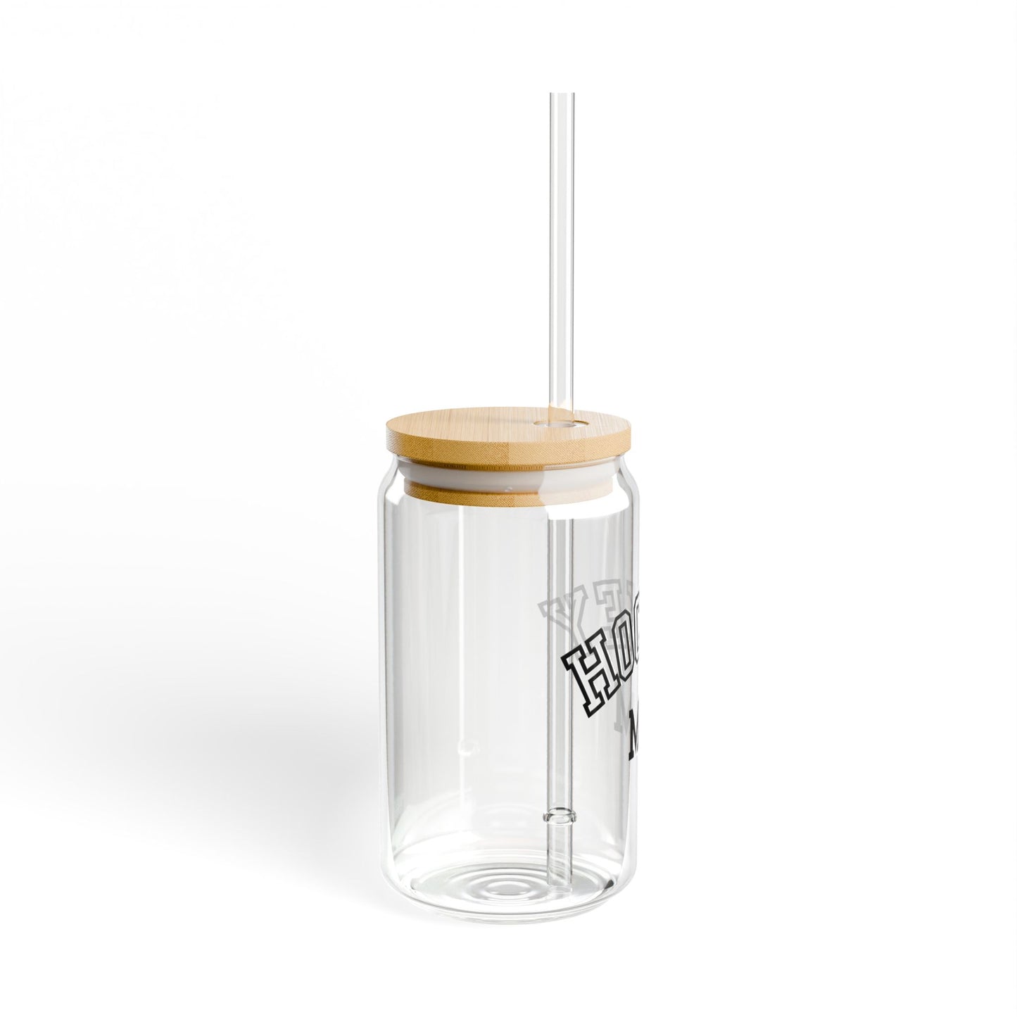 Hockey MOM Sipper Glass, Funny Sports Gift, 16oz Drinkware, Clear Water Bottle, Unique Sports Fan Accessory, Ice Hockey Enthusiast