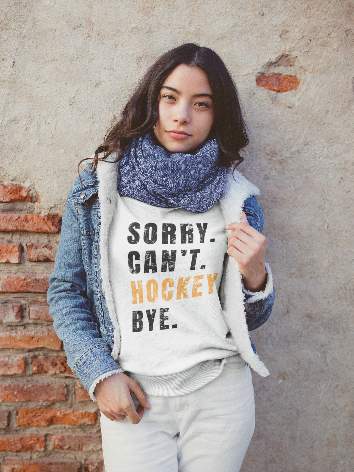 Hockey Distressed Crewneck Sweatshirt | Unisex Pullover | “Sorry Can’t, Hockey Bye” | For Moms & Teens