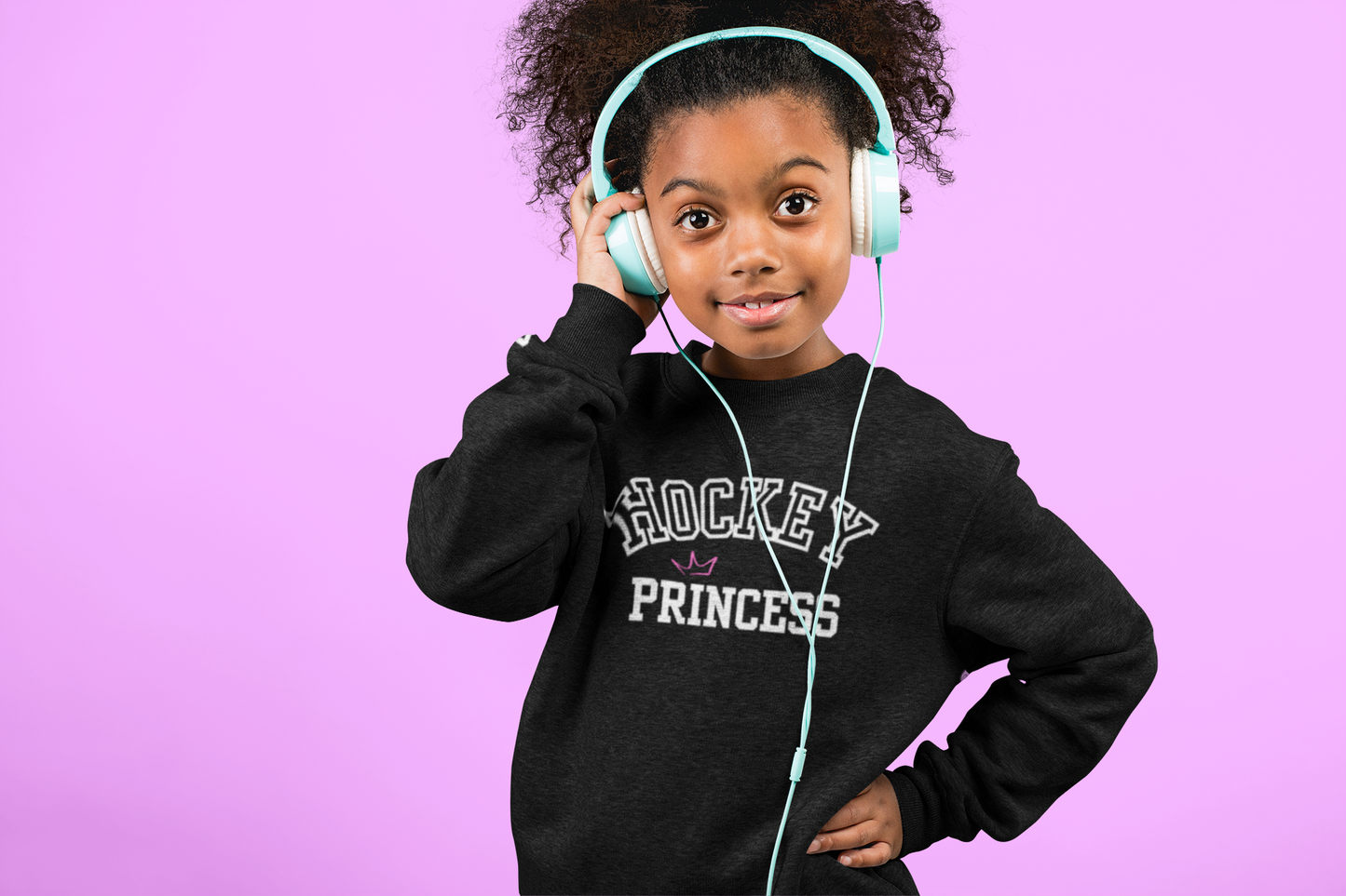 Youth Hockey Princess Crown Sweatshirt | Cute Girls’ Crewneck | Sportswear & Fan Gift