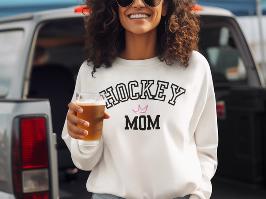 Crown Hockey Mom Sweatshirt, Winter Apparel, Sports Fan Gift, Casual Crewneck, birthday, gift
