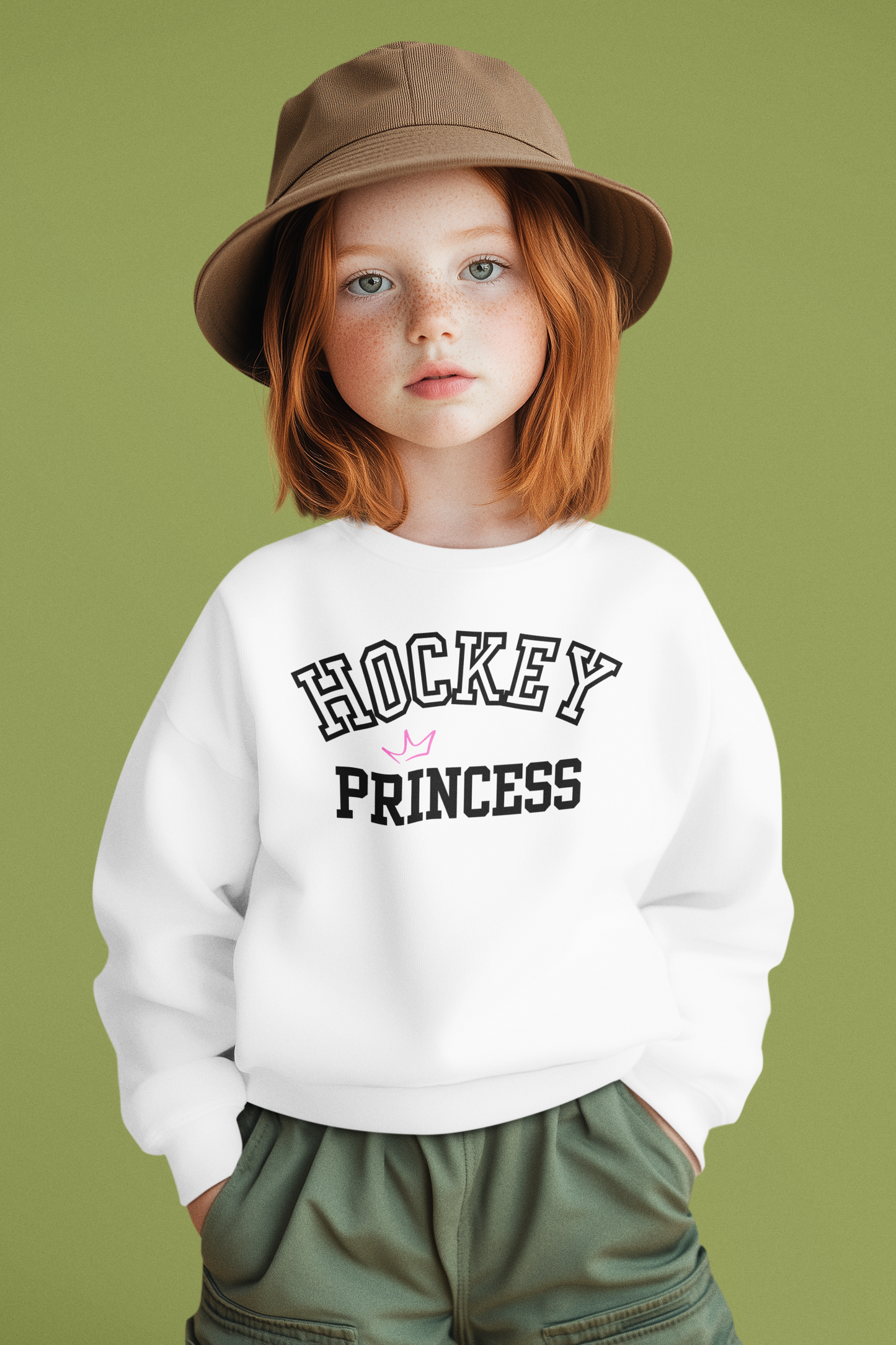 Youth Hockey Princess Crown Sweatshirt | Cute Girls’ Crewneck | Sportswear & Fan Gift