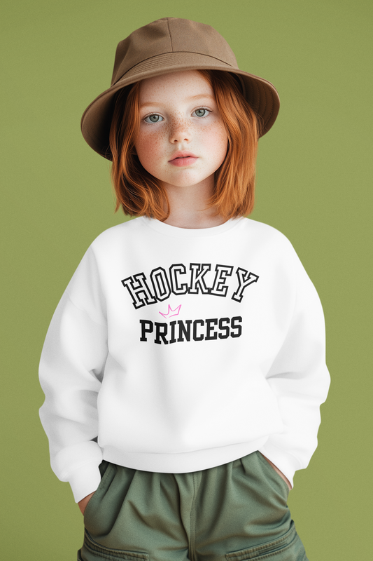 Youth Hockey Princess Crown Sweatshirt | Cute Girls’ Crewneck | Sportswear & Fan Gift