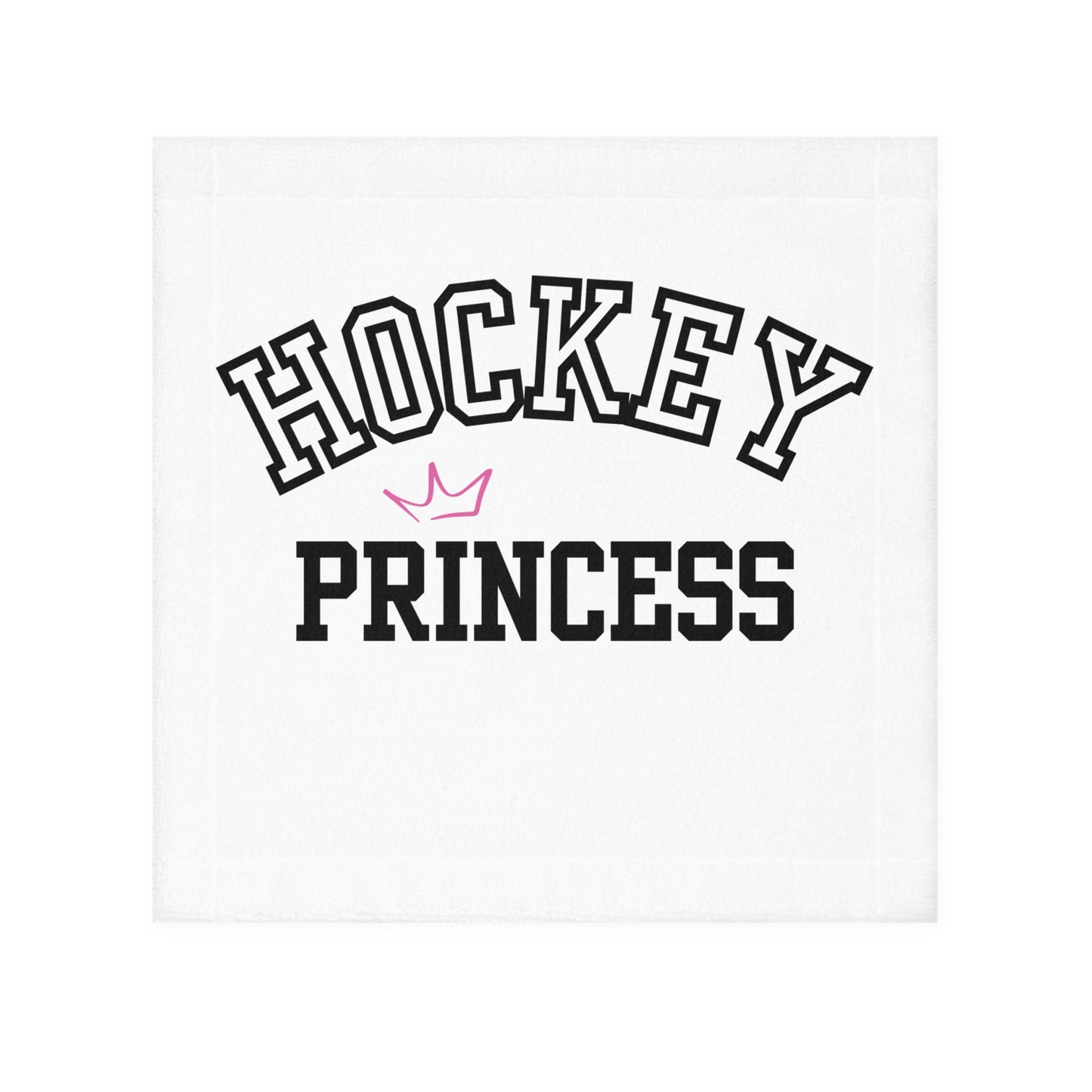 Hockey Princess Face or skate Towel —  Pink Crown Sports Hand Towel