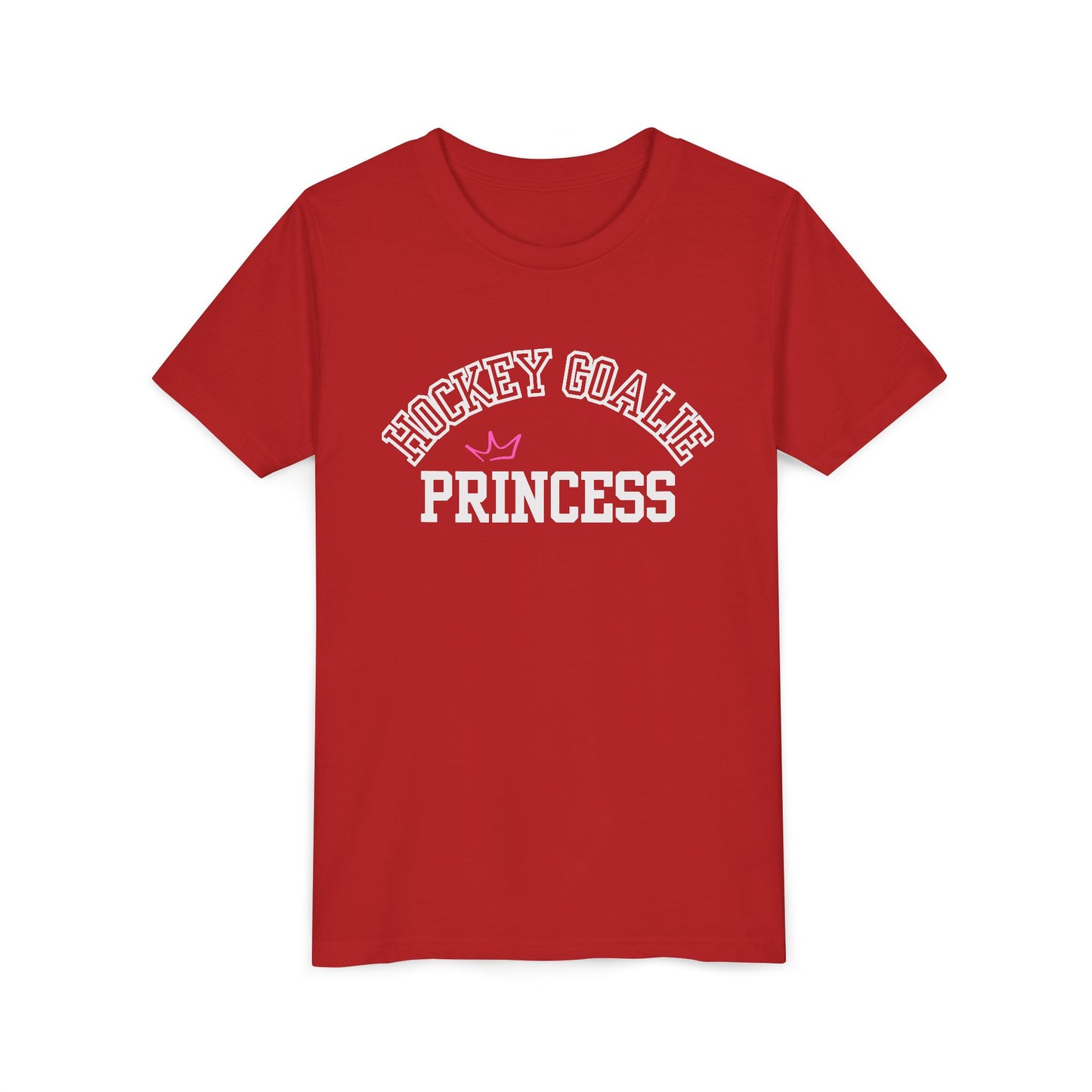 Hockey Goalie Princess Tee | Youth Short Sleeve T-Shirt, Girls Hockey Shirt, Sports Gift, Birthday Present, Fun Casual Wear