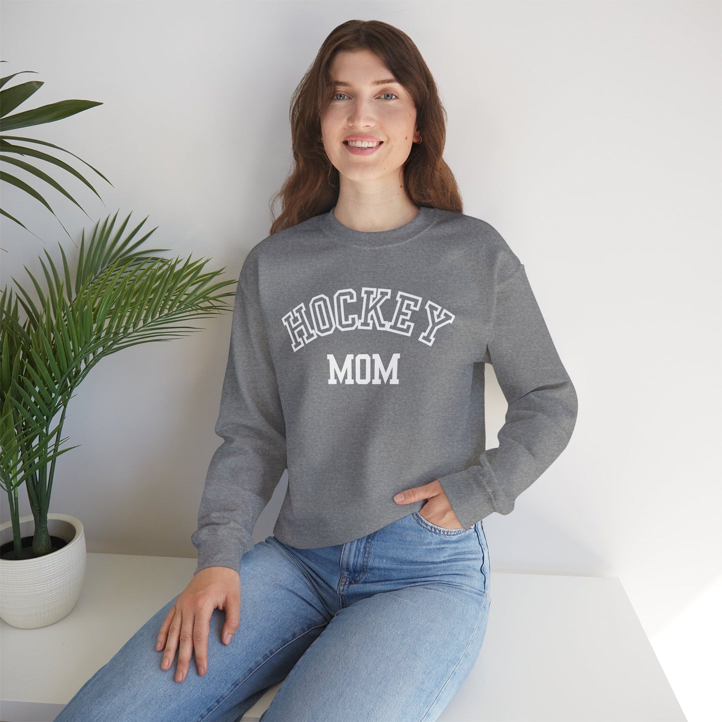 Hockey Mom Crewneck Sweatshirt, Cozy Gift for Hockey Moms, Winter Layering, Sports Fan Apparel, Casual Outfit