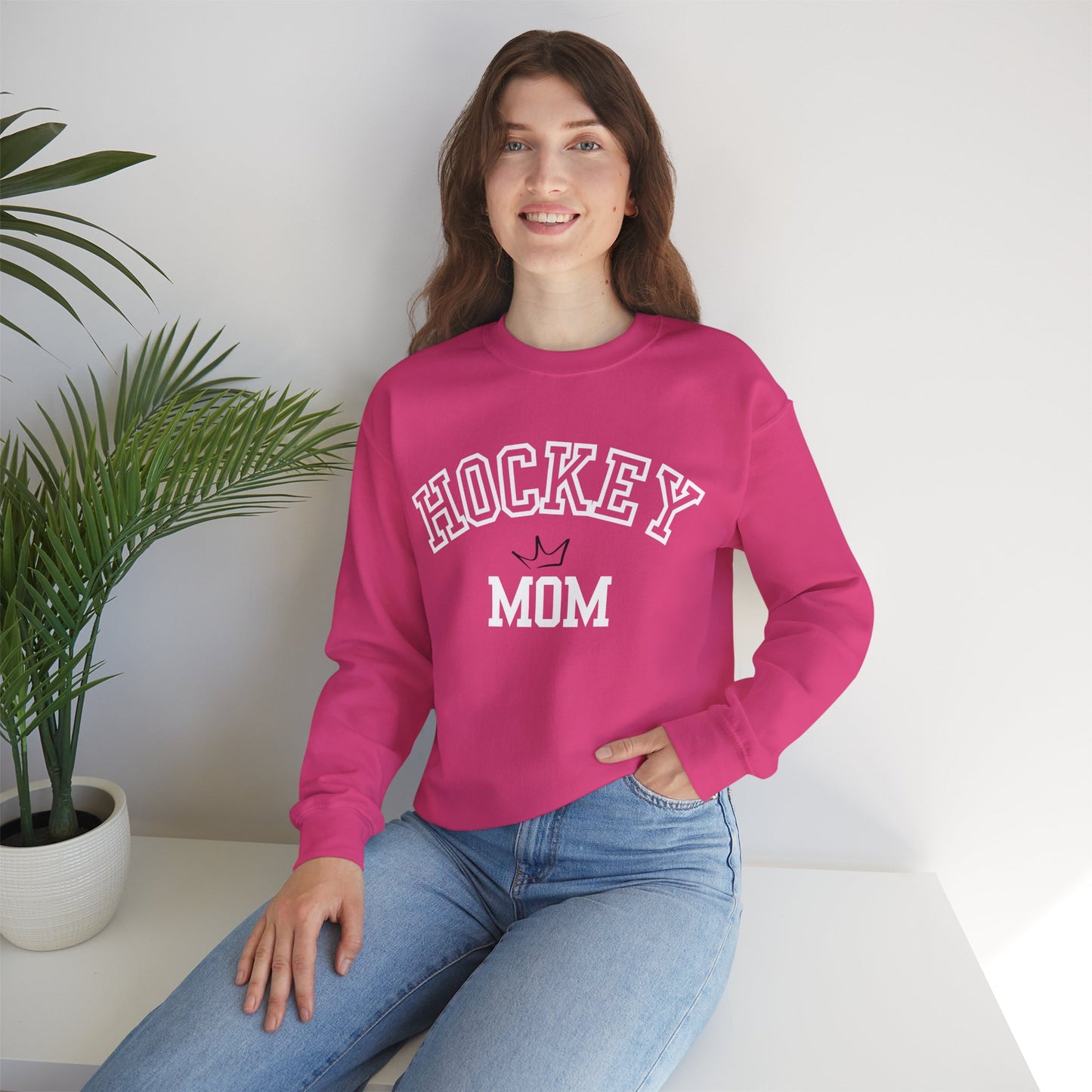 Crown Hockey Mom Sweatshirt, Winter Apparel, Sports Fan Gift, Casual Crewneck, birthday, gift
