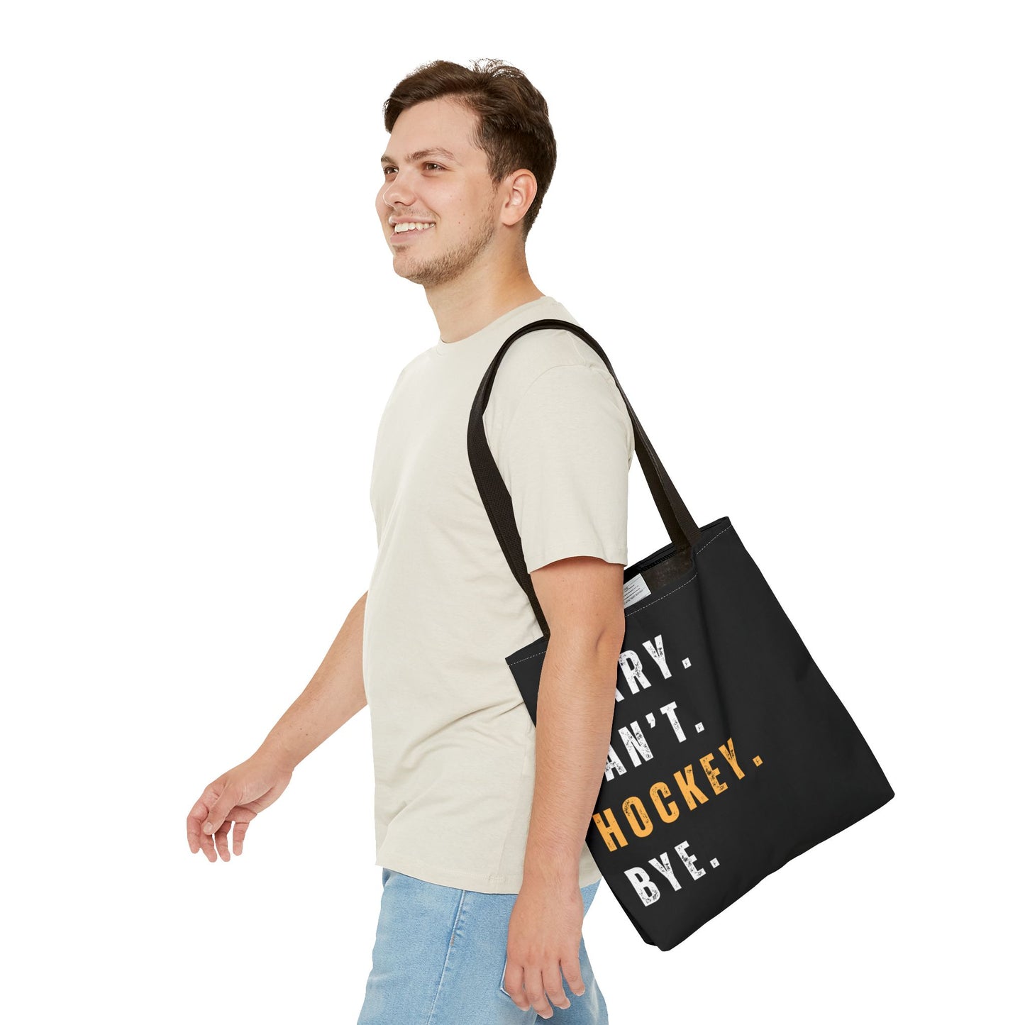 Hockey Tote Bag | Funny Hockey Fan Gift | Sports Tote | “Sorry Can’t, Hockey Bye”