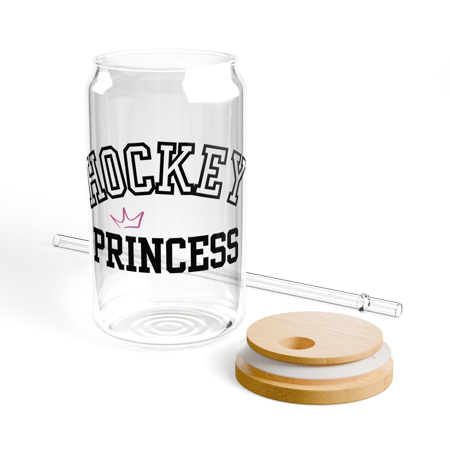 Hockey Princess Sipper Glass | 16oz Drinkware | Funny Sports Gift for Hockey Fans