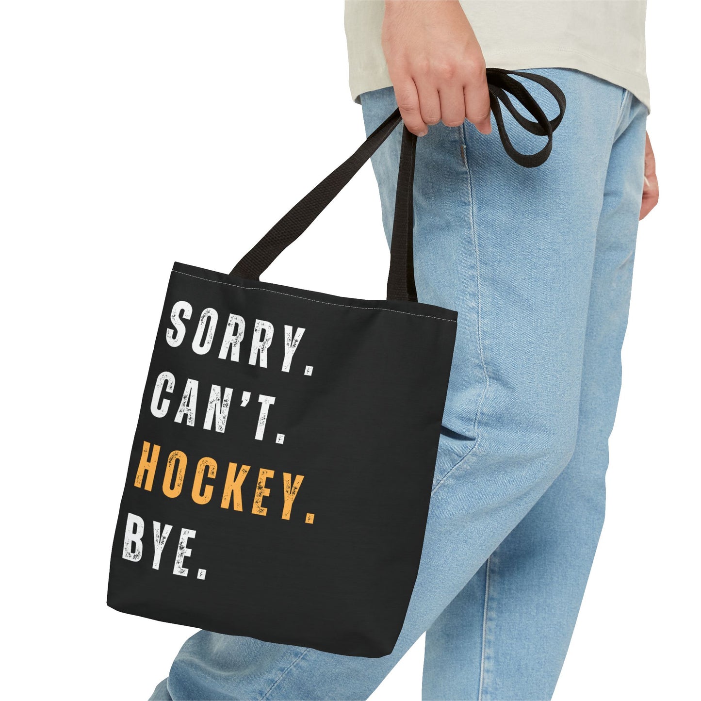Hockey Tote Bag | Funny Hockey Fan Gift | Sports Tote | “Sorry Can’t, Hockey Bye”