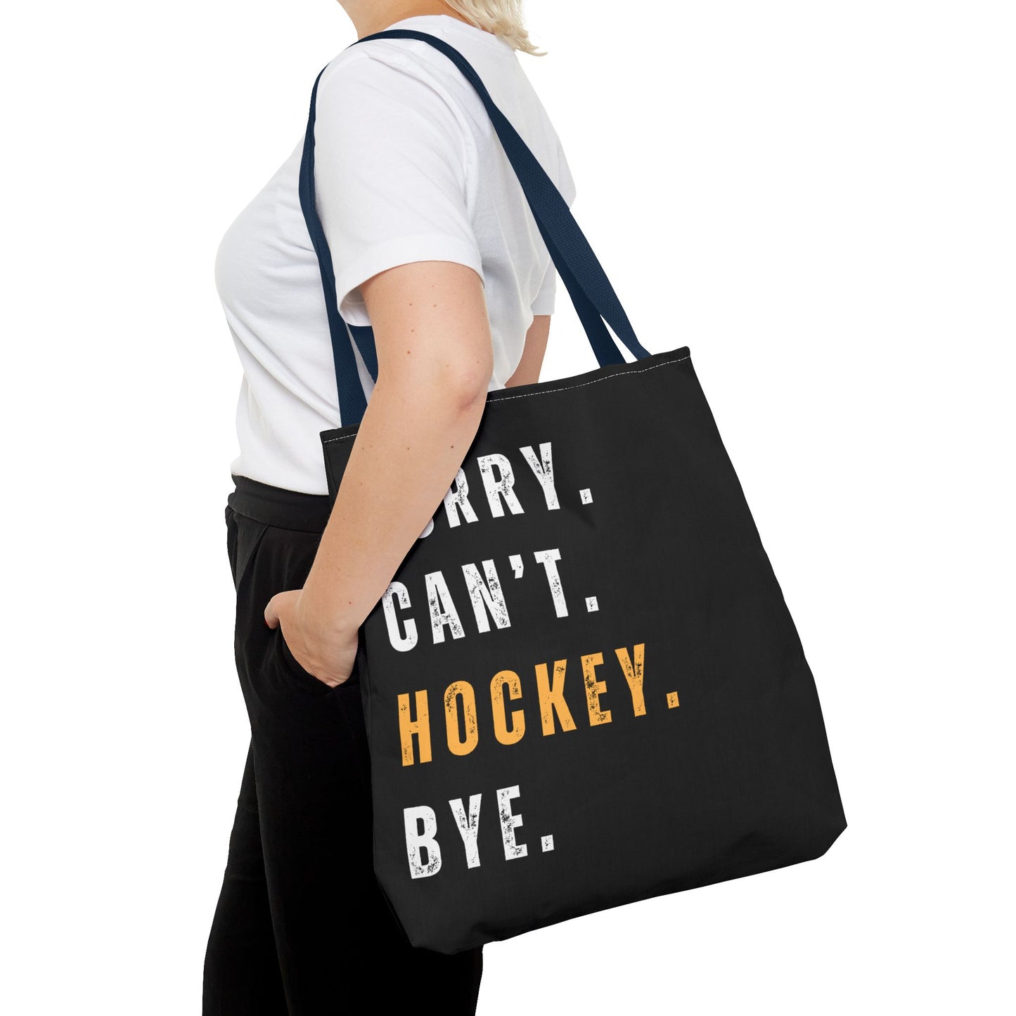 Hockey Tote Bag | Funny Hockey Fan Gift | Sports Tote | “Sorry Can’t, Hockey Bye”