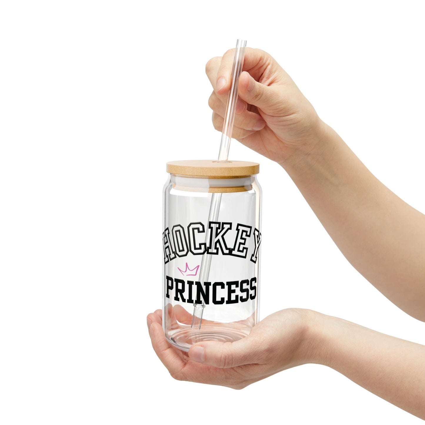 Hockey Princess Sipper Glass | 16oz Drinkware | Funny Sports Gift for Hockey Fans