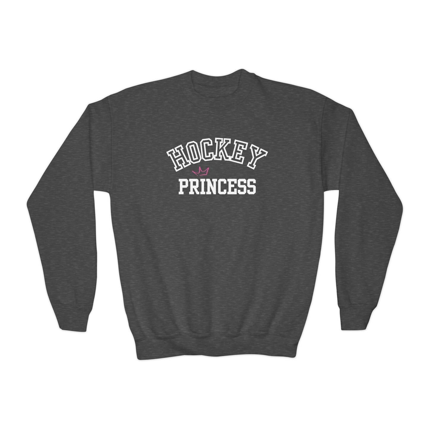 Youth Hockey Princess Crown Sweatshirt | Cute Girls’ Crewneck | Sportswear & Fan Gift