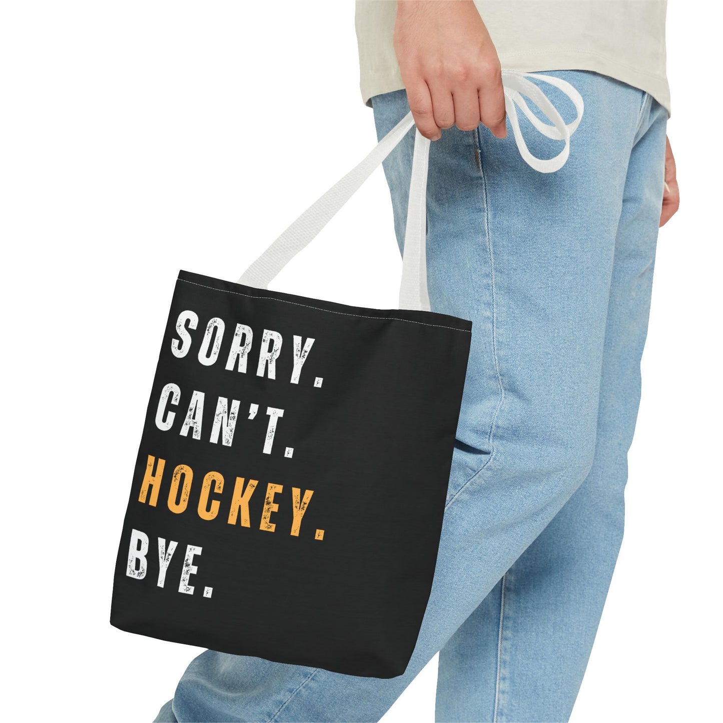 Hockey Tote Bag | Funny Hockey Fan Gift | Sports Tote | “Sorry Can’t, Hockey Bye”